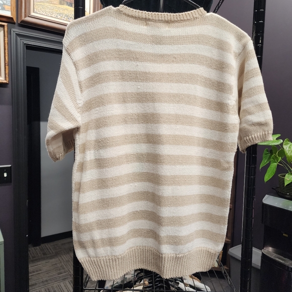 VINTAGE THE PETITE CONCEPT By DEVON  Rose Striped Short Sleeve Sweater MP - Picture 5 of 5